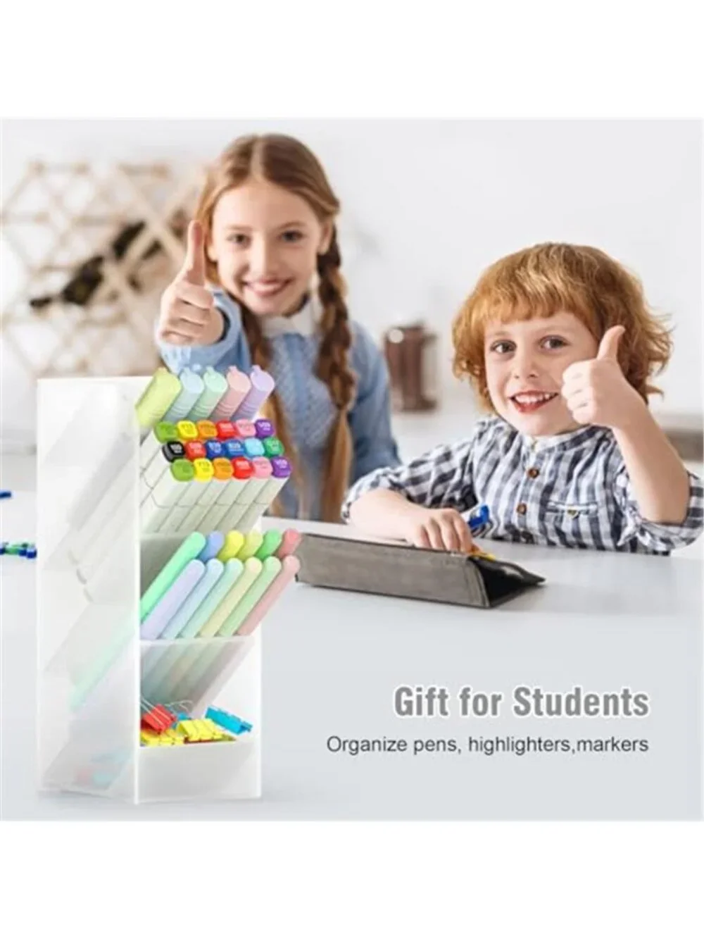 Asten Pen Holder, Pencil Holder for Desk, Pen Organizer (Clear, 3 Pack) |